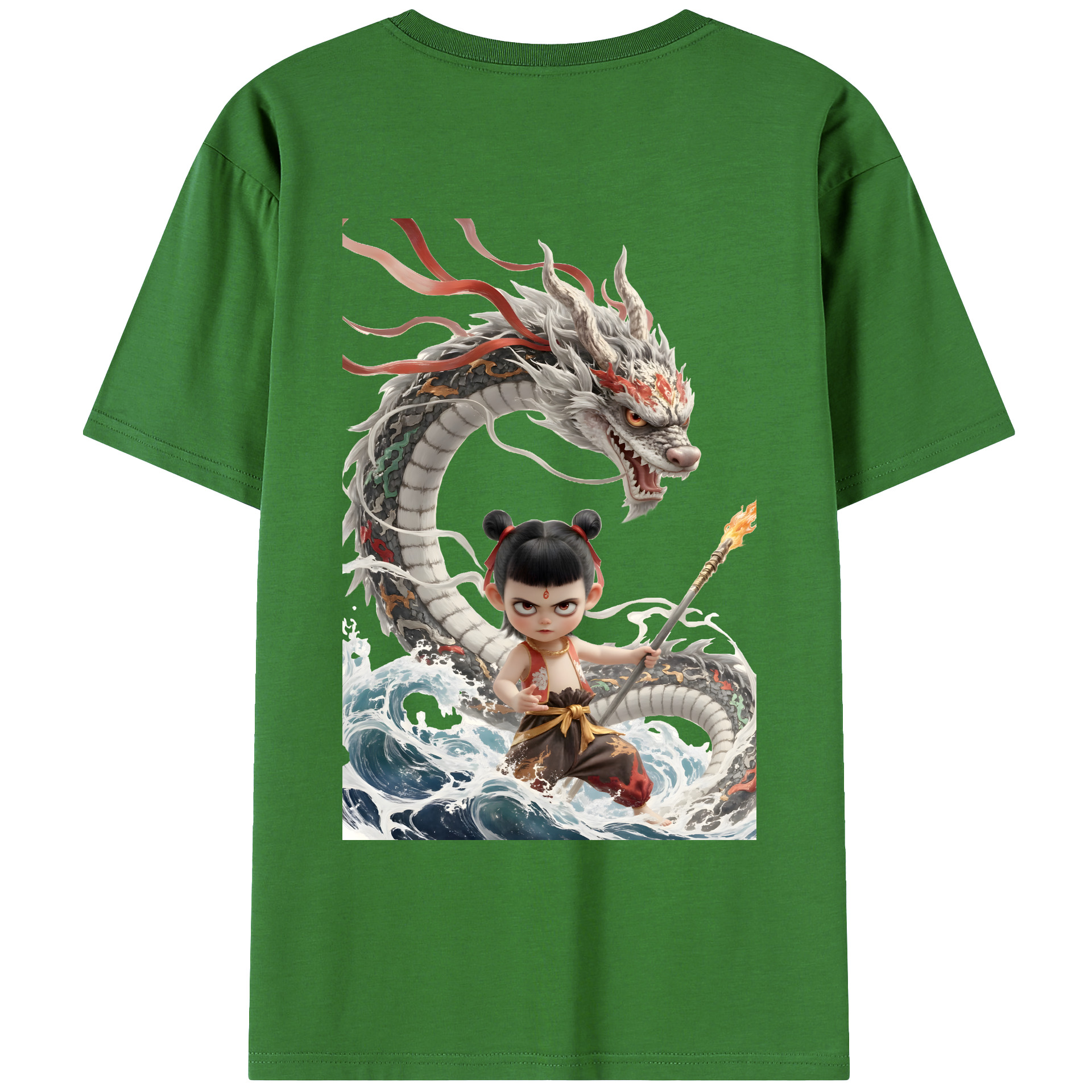 （画像用） Ne Zha 2 ナタ 魔童の大暴れ レディース半袖Tシャツ(バックプリント)